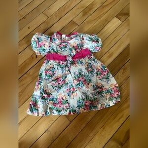 Little Gems vintage floral toddler‎ dress pink and green spring